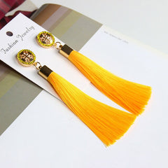 Retro Bohemian Long Tassel Drop Earring Silk Dangle Earrings Hollow Flower Jewelry Crystal Rose Women Wedding 2020 Fashion