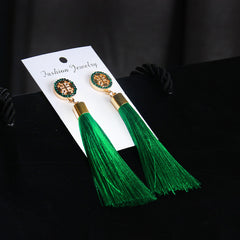 Retro Bohemian Long Tassel Drop Earring Silk Dangle Earrings Hollow Flower Jewelry Crystal Rose Women Wedding 2020 Fashion