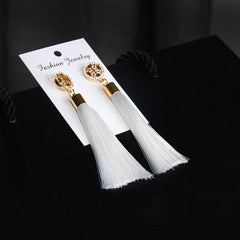 Retro Bohemian Long Tassel Drop Earring Silk Dangle Earrings Hollow Flower Jewelry Crystal Rose Women Wedding 2020 Fashion