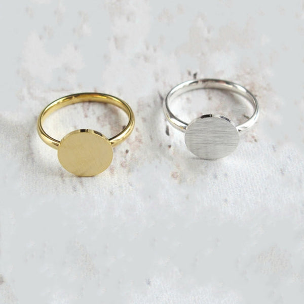 Gold Color Anel Dainty Full Moon Rings Best Friend Gifts Coin Shaped Jewelry Stainless Steel Round Disc Signet Rings For Women