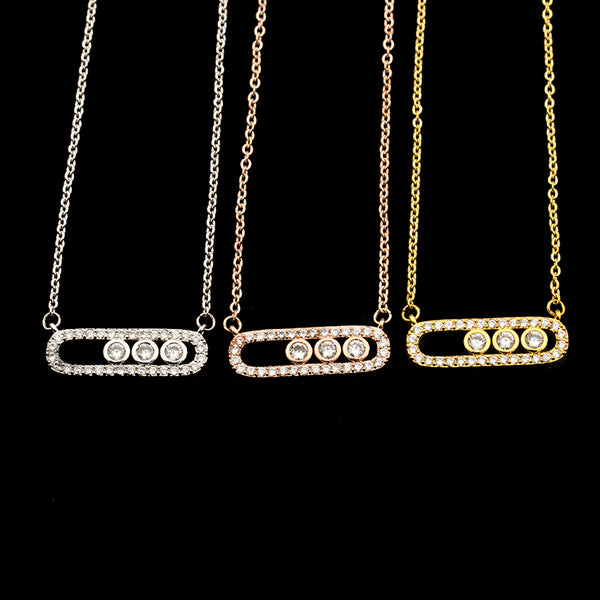 Arab Style Crystal Bead Pendant Necklace For Women Dainty Wedding Jewelry Stainless Steel Rose Gold 3 Dot On Oval Necklace Colar