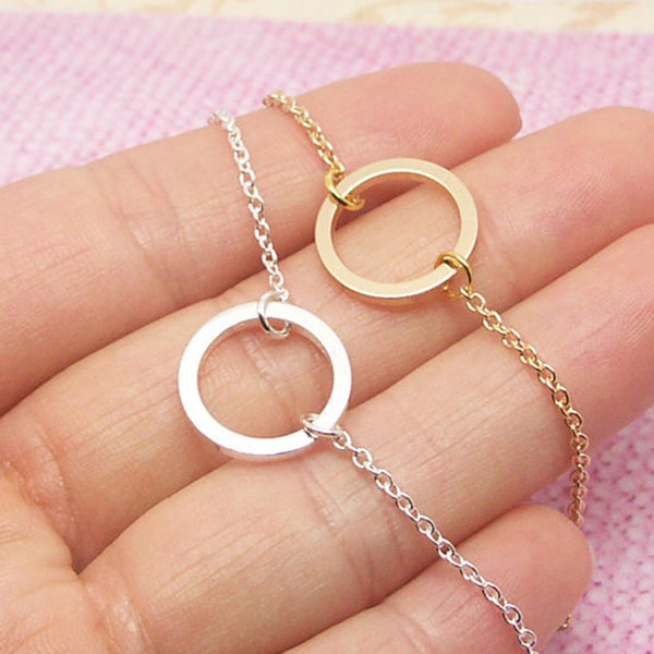 Dainty Small Eternity Karma Necklace Friendship Gift Simple Round Circle Charm Choker Necklace Pendant Graduation Jewelry Women