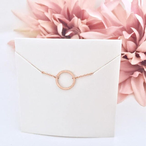 Dainty Small Eternity Karma Necklace Friendship Gift Simple Round Circle Charm Choker Necklace Pendant Graduation Jewelry Women