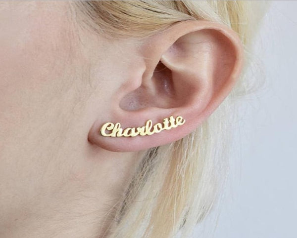 Custom Name Earrings For Women Personalized Jewlery Stainless Steel Rose Gold Letter Stud Earring Best Friend Gift
